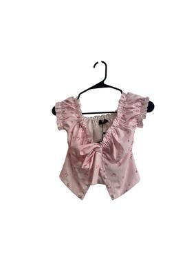 White Fox NWT Do it Well Babydoll Crop Tank Top Blouse Sz S Pink floral